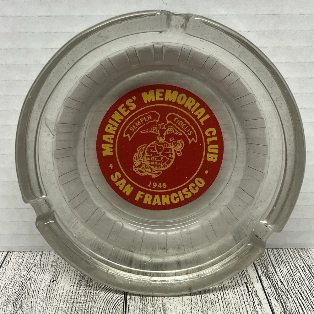 VINTAGE  1946 MARINE'S MEMORIAL CLUB SAN FRANCISCO SEMPER FIDELIS ASHTRAY